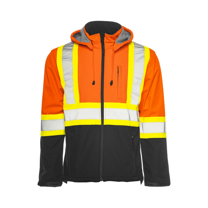 Ground Force® Hi Vis Soft Shell Safety Jacket with Detachable Hood - TJ2