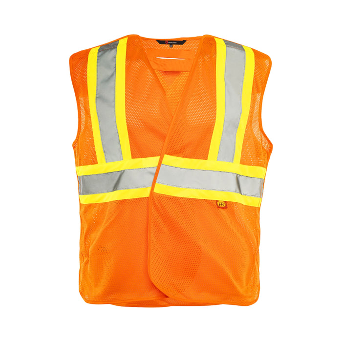 Ground Force® High Visibility 5 Point Tear Away FR Traffic Safety Vest - Orange - TV51