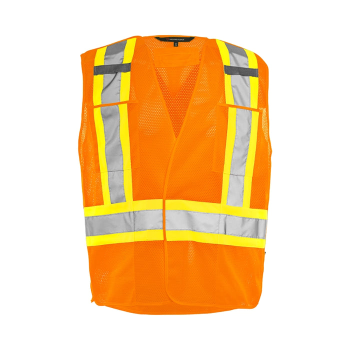Ground Force® High Visibility 5 Point Tear Away Mesh Traffic Safety Vest - TV3
