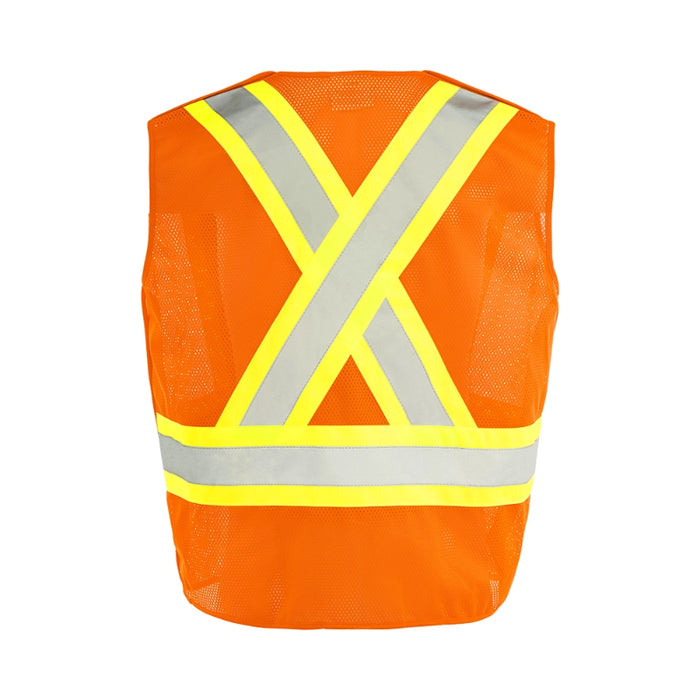 Ground Force® High Visibility 5 Point Tear Away Mesh Traffic Safety Vest - TV5