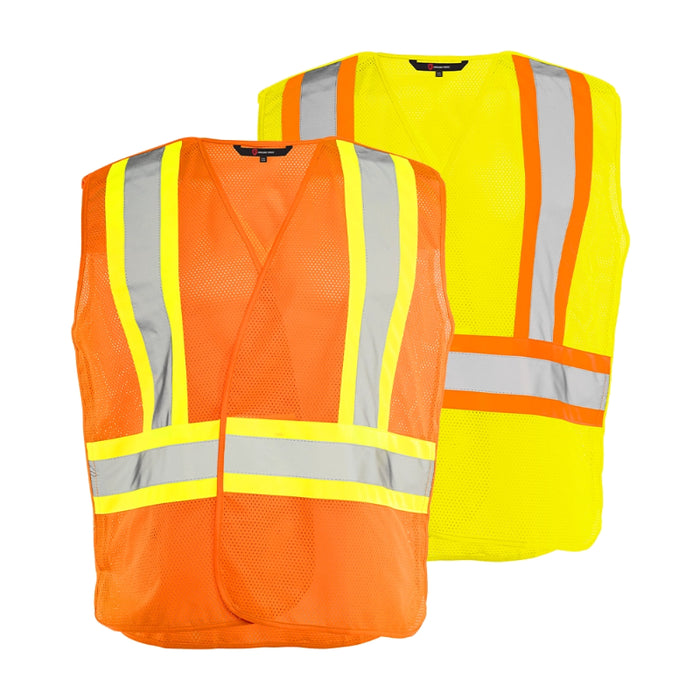 Ground Force® High Visibility 5 Point Tear Away Mesh Traffic Safety Vest - TV5