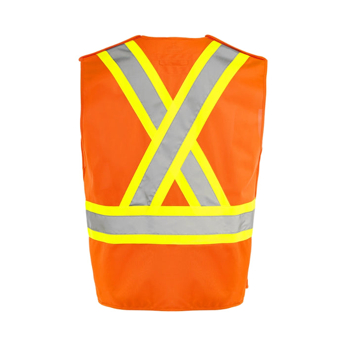 Ground Force® High Visibility 5 Point Tear Away Solid Traffic Safety Vest - TV4
