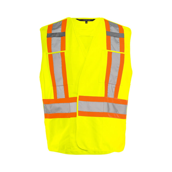 Ground Force® High Visibility 5 Point Tear Away Solid Traffic Safety Vest - TV4