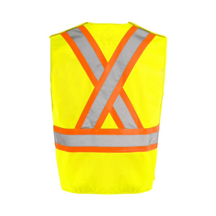 Ground Force® High Visibility 5 Point Tear Away Solid Traffic Safety Vest - TV4