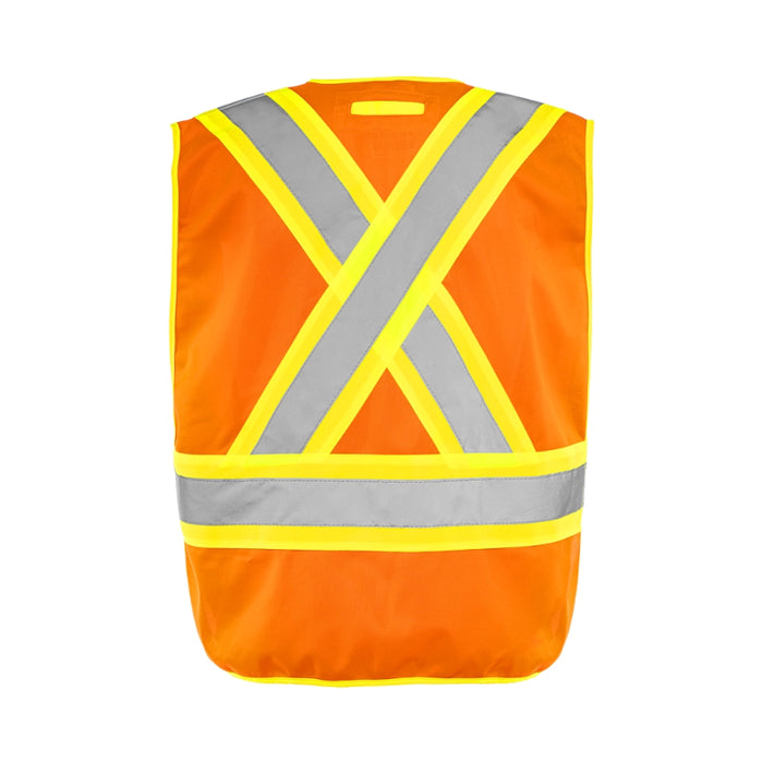 Ground Force® High Visibility 5 Point Tear Away Solid Traffic Vest - TV2