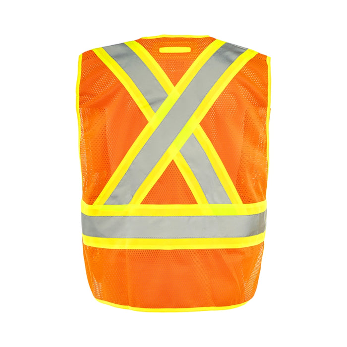 Ground Force® High Visibility Universal 5 Point Tear Away Mesh Traffic Safety Vest  - TV1