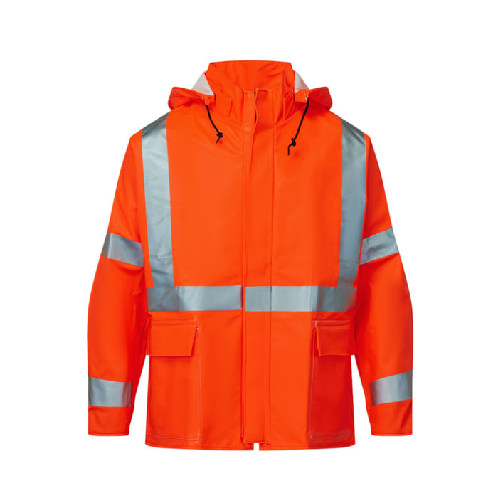 IFR Workwear® Flex Arc Polyurethane Cotton Rain Jacket - Reflective Trim - Style 7215SJ - Orange