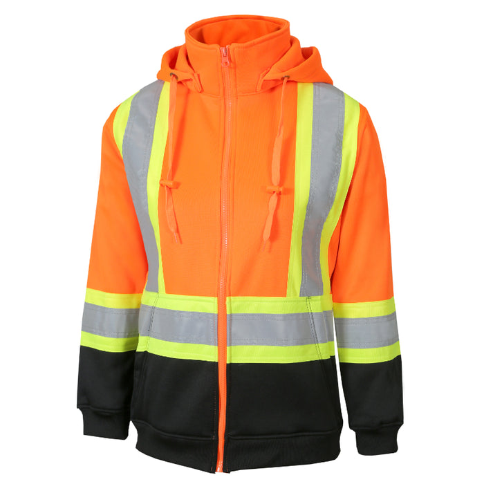 Jackfield® Women's Hi Vis Hooded Polar Fleece sweatshirt with Reflective Stripes - 71-713R