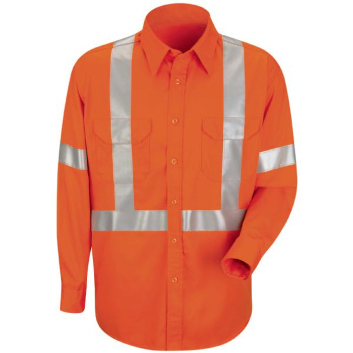 Red Kap® Men's Long Sleeve Cotton Dress Shirt with CSA Compliant Reflective Trim - SC1S