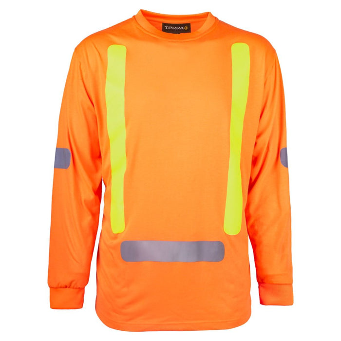 Terra® Hi-Vis Long Sleeve Cotton Safety T-shirt - 116617
