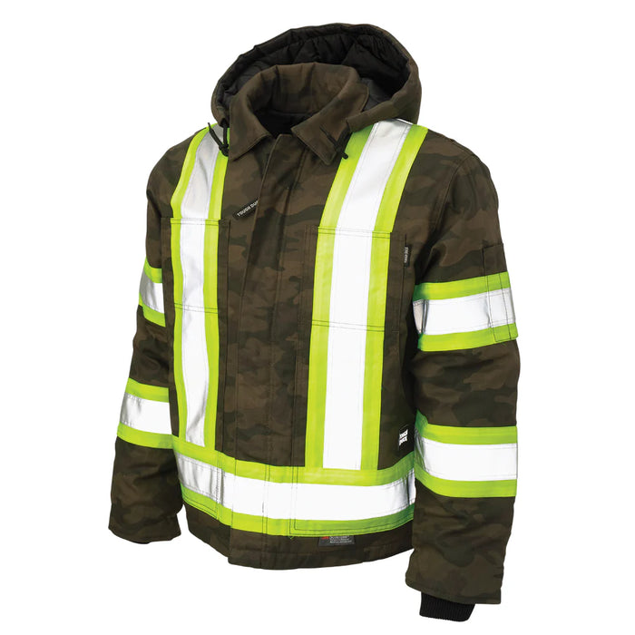Tough Duck Camo Flex Safety Jacket with Quick Release Hoodie- CSA Class 2 - SJ33