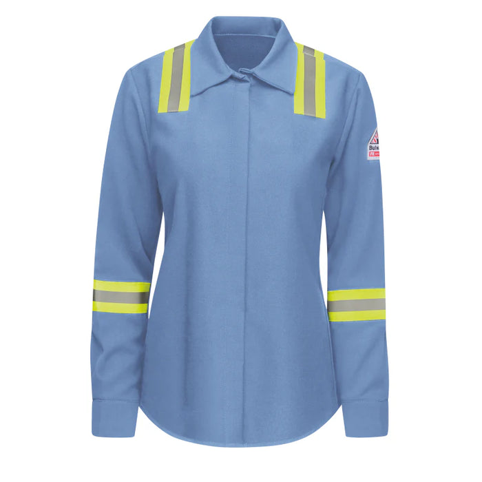 Bulwark® Women's Flame Resistant Enhanced Visibility Work Shirt - Light Blue - SMS5