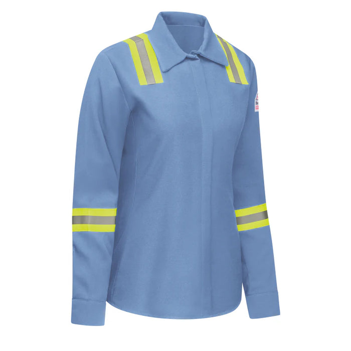 Bulwark® Women's Flame Resistant Enhanced Visibility Work Shirt - Light Blue - SMS5