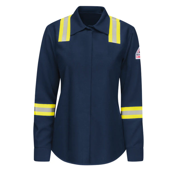 Bulwark® Women's Flame Resistant Enhanced Visibility Work Shirt - Navy - SMS5-NV