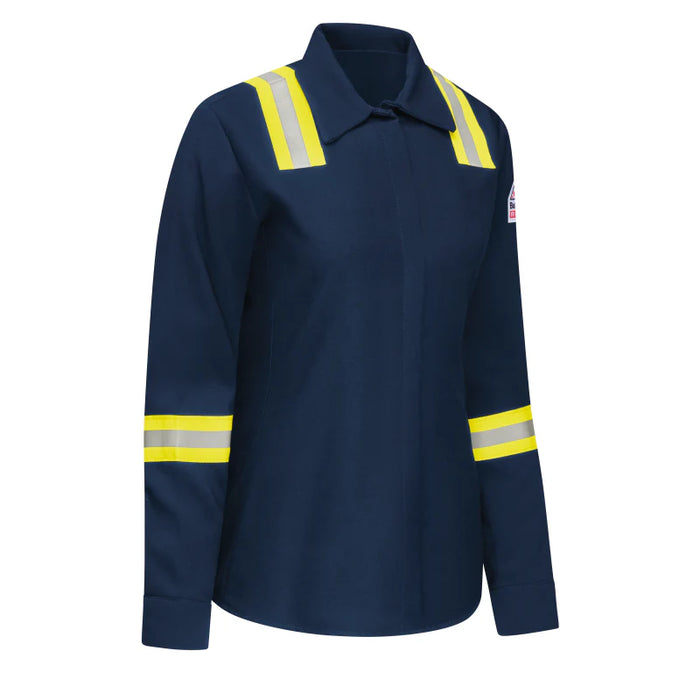 Bulwark® Women's Flame Resistant Enhanced Visibility Work Shirt - Navy - SMS5-NV