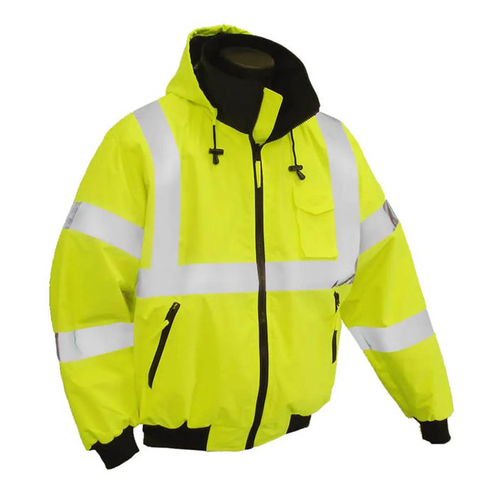 Hi Vis Waterproof Winter Bomber Jacket - Safety Hi-Vis Lime