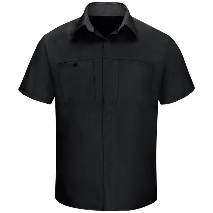 Red Kap® Men's Short Sleeve Performance Plus Shirt - Oilblok Technology - Black / Charcoal Mesh - SY42