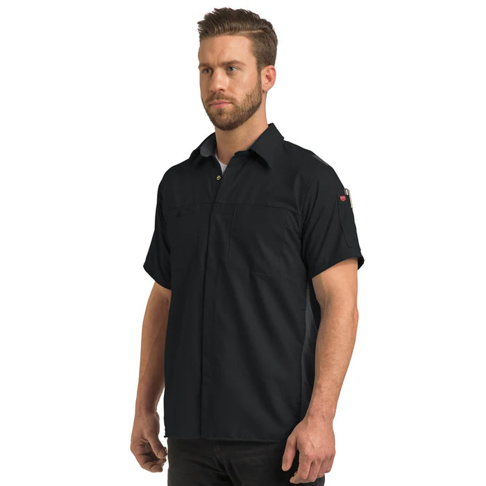 Red Kap® Men's Short Sleeve Performance Plus Shirt - Oilblok Technology - Black / Charcoal Mesh - SY42