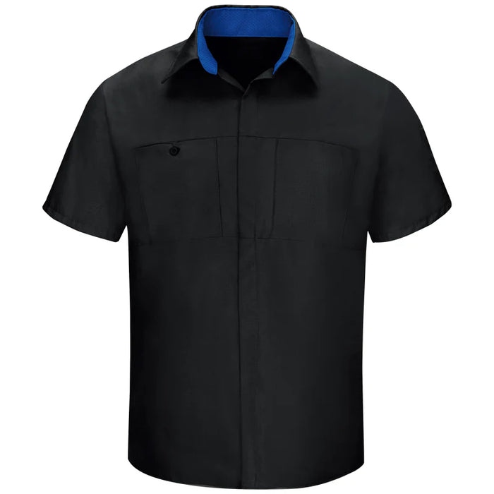 Red Kap® Men's Short Sleeve Performance Plus Shirt - Oilblok Technology - Black / Royal Blue Mesh - SY42