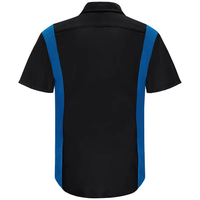 Red Kap® Men's Short Sleeve Performance Plus Shirt - Oilblok Technology - Black / Royal Blue Mesh - SY42