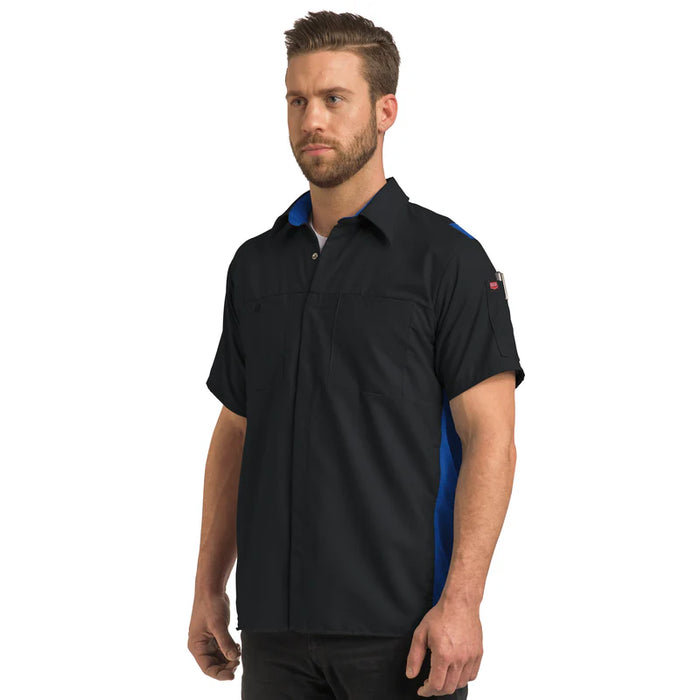 Red Kap® Men's Short Sleeve Performance Plus Shirt - Oilblok Technology - Black / Royal Blue Mesh - SY42