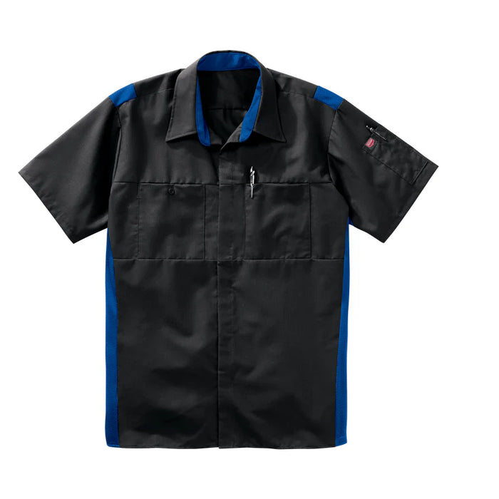 Red Kap® Men's Short Sleeve Performance Plus Shirt - Oilblok Technology - Black / Royal Blue Mesh - SY42