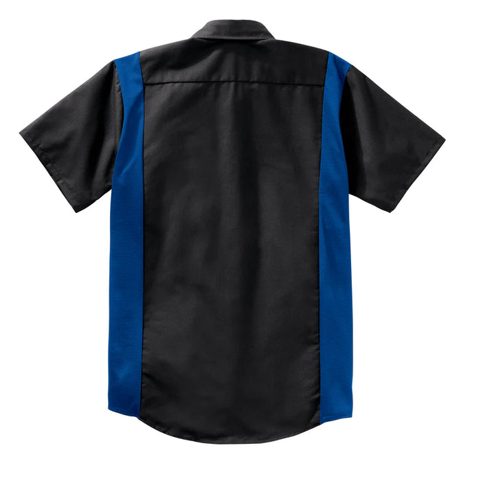Red Kap® Men's Short Sleeve Performance Plus Shirt - Oilblok Technology - Black / Royal Blue Mesh - SY42