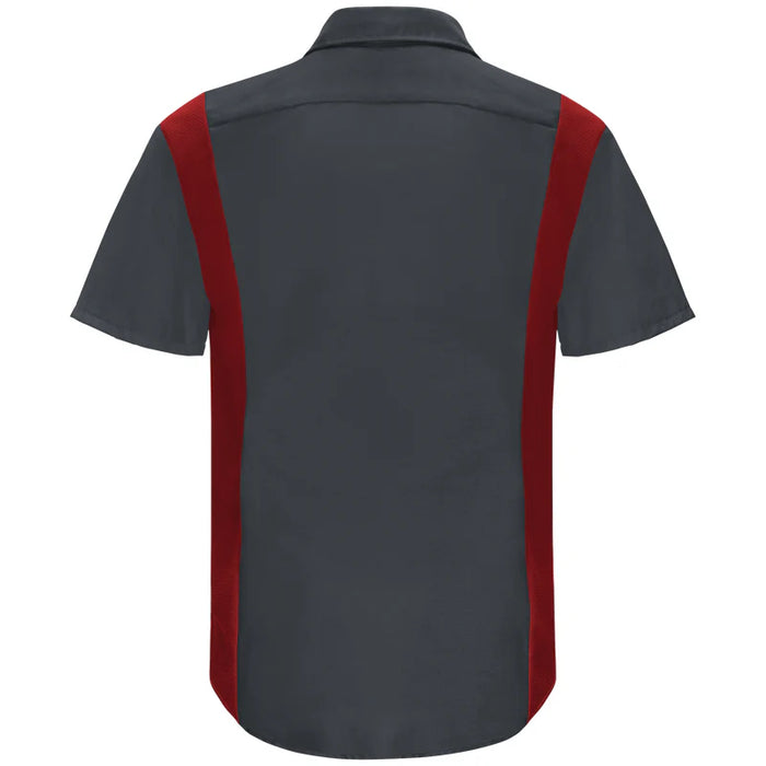 Red Kap® Men's Short Sleeve Performance Plus Shirt - Oilblok Technology - Charcoal / Fireball Mesh - SY42
