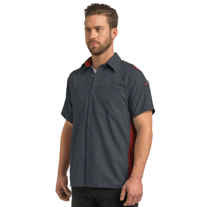Red Kap® Men's Short Sleeve Performance Plus Shirt - Oilblok Technology - Charcoal / Fireball Mesh - SY42