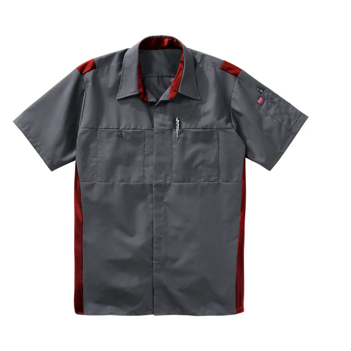 Red Kap® Men's Short Sleeve Performance Plus Shirt - Oilblok Technology - Charcoal / Fireball Mesh - SY42
