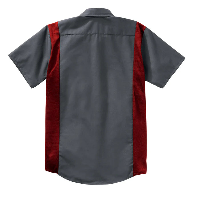 Red Kap® Men's Short Sleeve Performance Plus Shirt - Oilblok Technology - Charcoal / Fireball Mesh - SY42