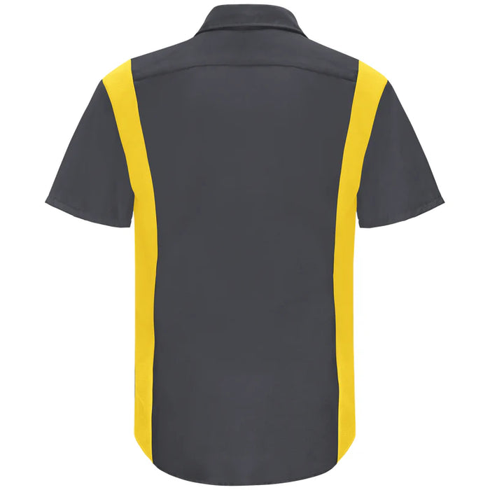 Red Kap® Men's Short Sleeve Performance Plus Shirt - Oilblok Technology - Charcoal / Yellow Mesh - SY42
