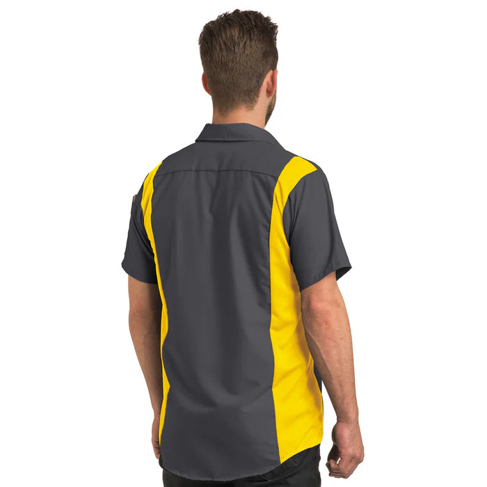 Red Kap® Men's Short Sleeve Performance Plus Shirt - Oilblok Technology - Charcoal / Yellow Mesh - SY42