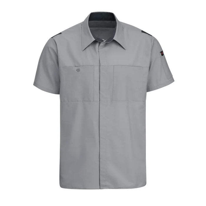 Red Kap® Men's Short Sleeve Performance Plus Shirt - Oilblok Technology - Light Gray/Charcoal Mesh - SY42
