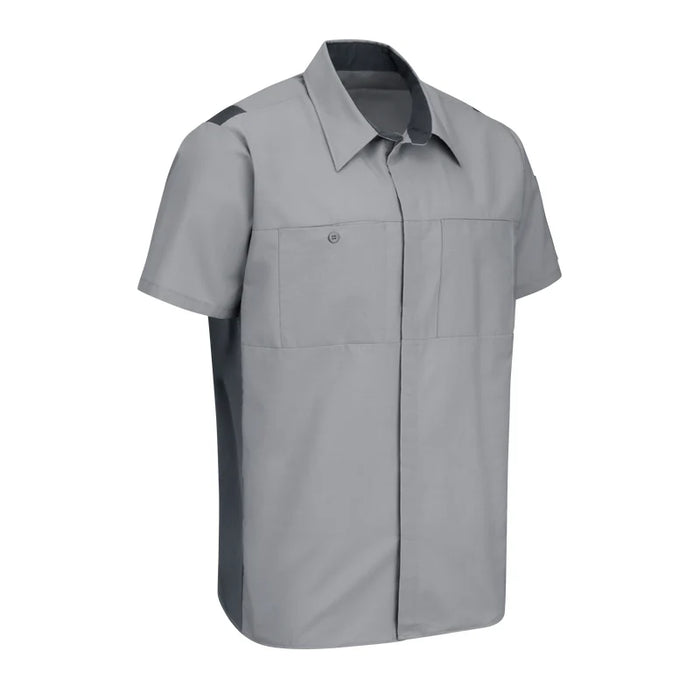 Red Kap® Men's Short Sleeve Performance Plus Shirt - Oilblok Technology - Light Gray/Charcoal Mesh - SY42