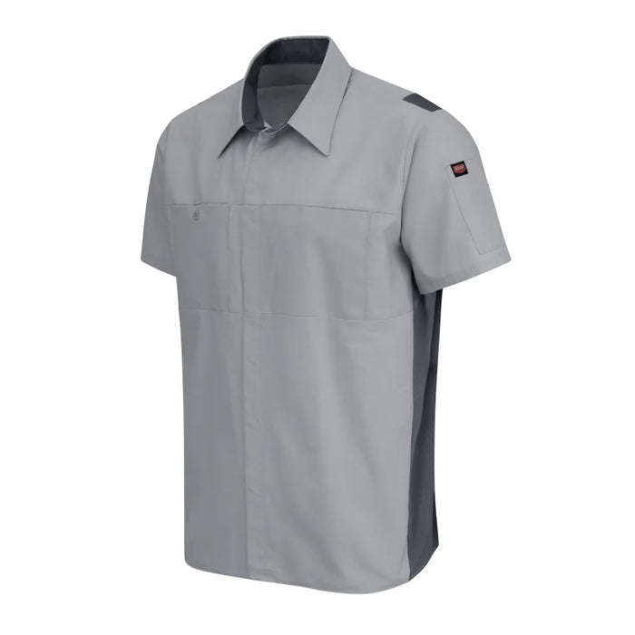 Red Kap® Men's Short Sleeve Performance Plus Shirt - Oilblok Technology - Light Gray/Charcoal Mesh - SY42