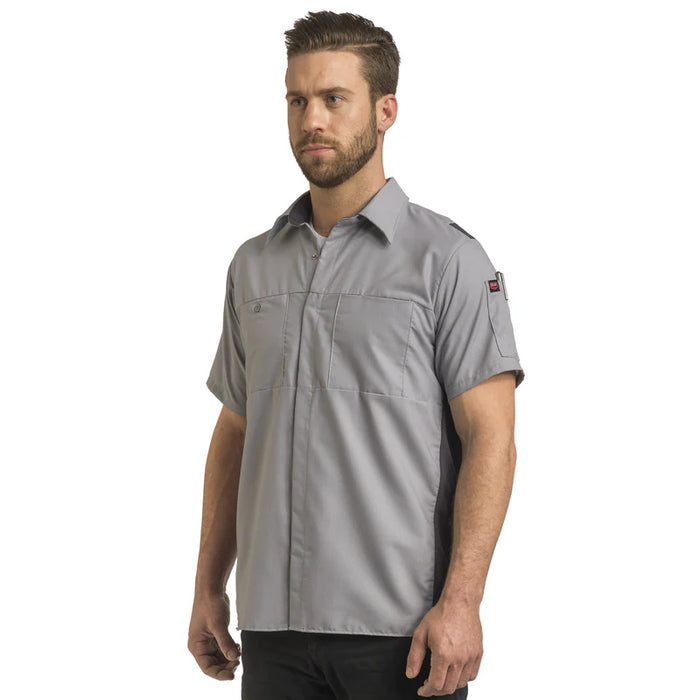 Red Kap® Men's Short Sleeve Performance Plus Shirt - Oilblok Technology - Light Gray/Charcoal Mesh - SY42