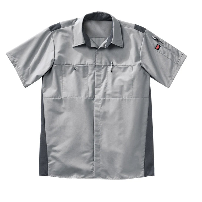 Red Kap® Men's Short Sleeve Performance Plus Shirt - Oilblok Technology - Light Gray/Charcoal Mesh - SY42