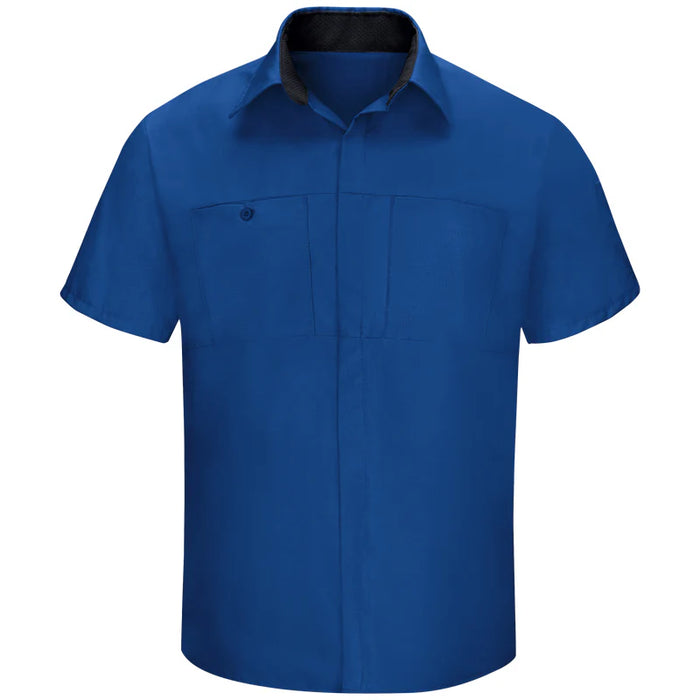 Red Kap® Men's Short Sleeve Performance Plus Shirt - Oilblok Technology - Royal Blue/Black Mesh - SY42