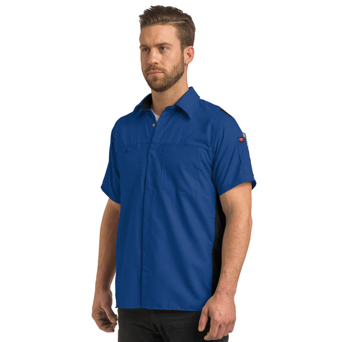 Red Kap® Men's Short Sleeve Performance Plus Shirt - Oilblok Technology - Royal Blue/Black Mesh - SY42