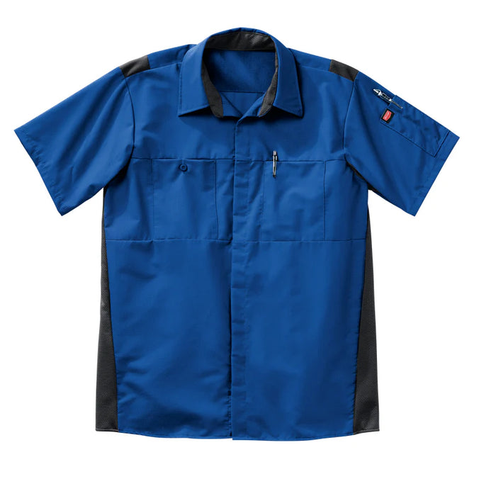 Red Kap® Men's Short Sleeve Performance Plus Shirt - Oilblok Technology - Royal Blue/Black Mesh - SY42