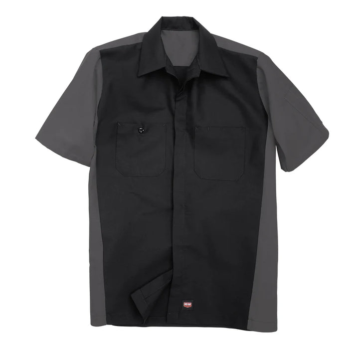 Red Kap® Men's Short Sleeve Two-Tone Crew Shirt - Black/Charcoal - SY20