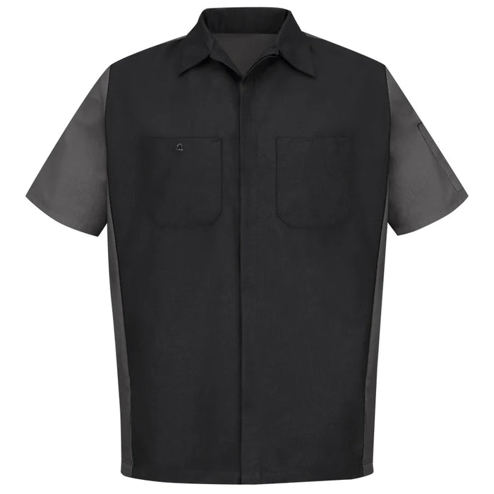 Red Kap® Men's Short Sleeve Two-Tone Crew Shirt - Black/Charcoal - SY20
