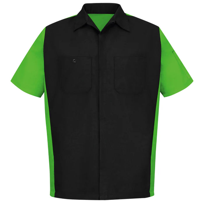 Red Kap® Men's Short Sleeve Two-Tone Crew Shirt - Black/Lime - SY20
