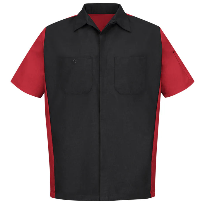 Red Kap® Men's Short Sleeve Two-Tone Crew Shirt - Black/Red - SY20
