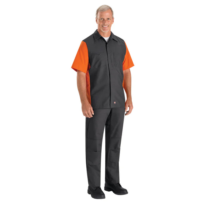 Red Kap® Men's Short Sleeve Two-Tone Crew Shirt - Charcoal/Orange - SY20