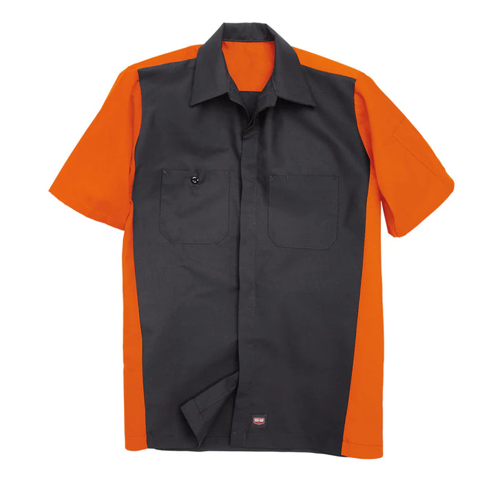 Red Kap® Men's Short Sleeve Two-Tone Crew Shirt - Charcoal/Orange - SY20