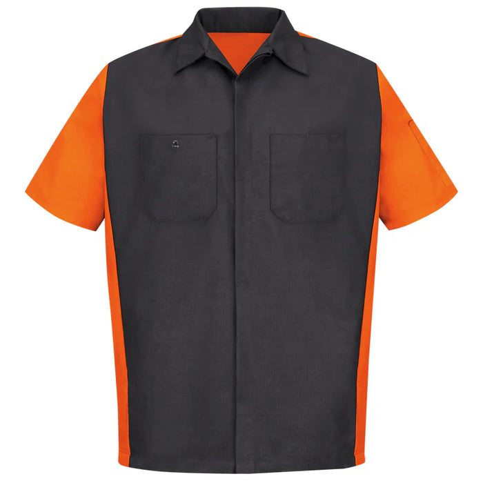 Red Kap® Men's Short Sleeve Two-Tone Crew Shirt - Charcoal/Orange - SY20
