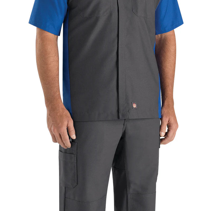 Red Kap® Men's Short Sleeve Two-Tone Crew Shirt - Charcoal/Royal Blue - SY20