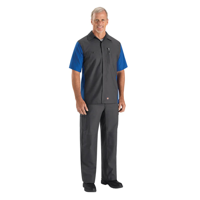 Red Kap® Men's Short Sleeve Two-Tone Crew Shirt - Charcoal/Royal Blue - SY20